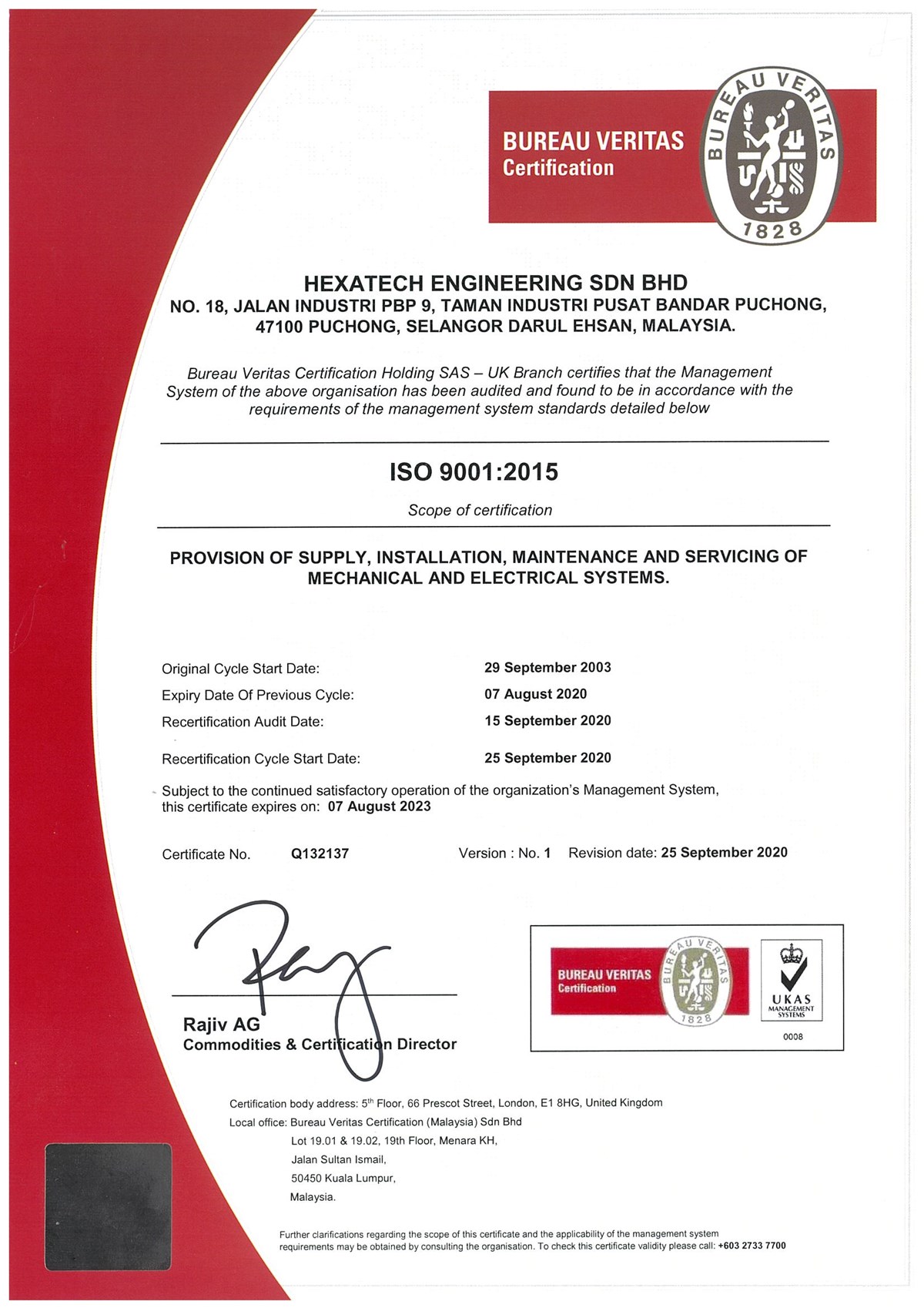 Hexatech Engineering Sdn Bhd | Licensing / Certification
